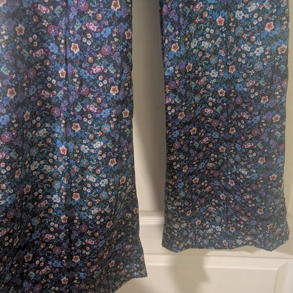 Sandro | Donelo Satin Floral Print Flare Pants In Purple/Blue - Picture 15 of 16